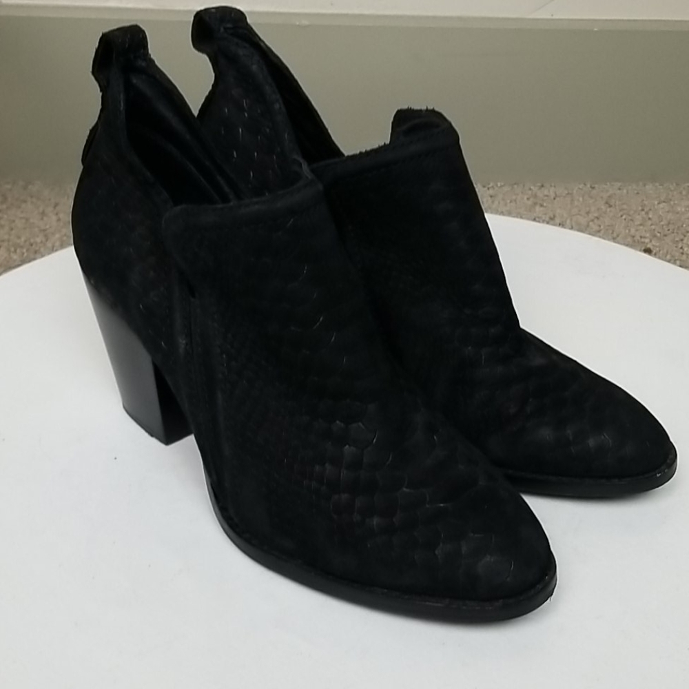 Jeffrey Campbell Black Leather Almond Toe Booties
